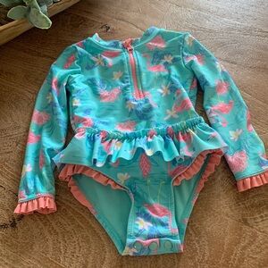 Tommy Bahama Blue and Pink One Piece Swimwear with Flamingo Print